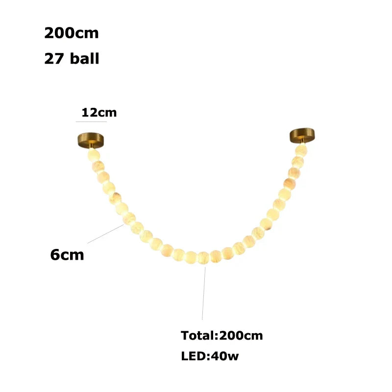 Afralia™ Alabaster Marble Pearl Drop LED Chandelier for Foyer Villa