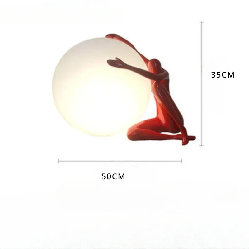 Afralia™ Ball Holding Character Resins Lamp for Living Room Bedroom