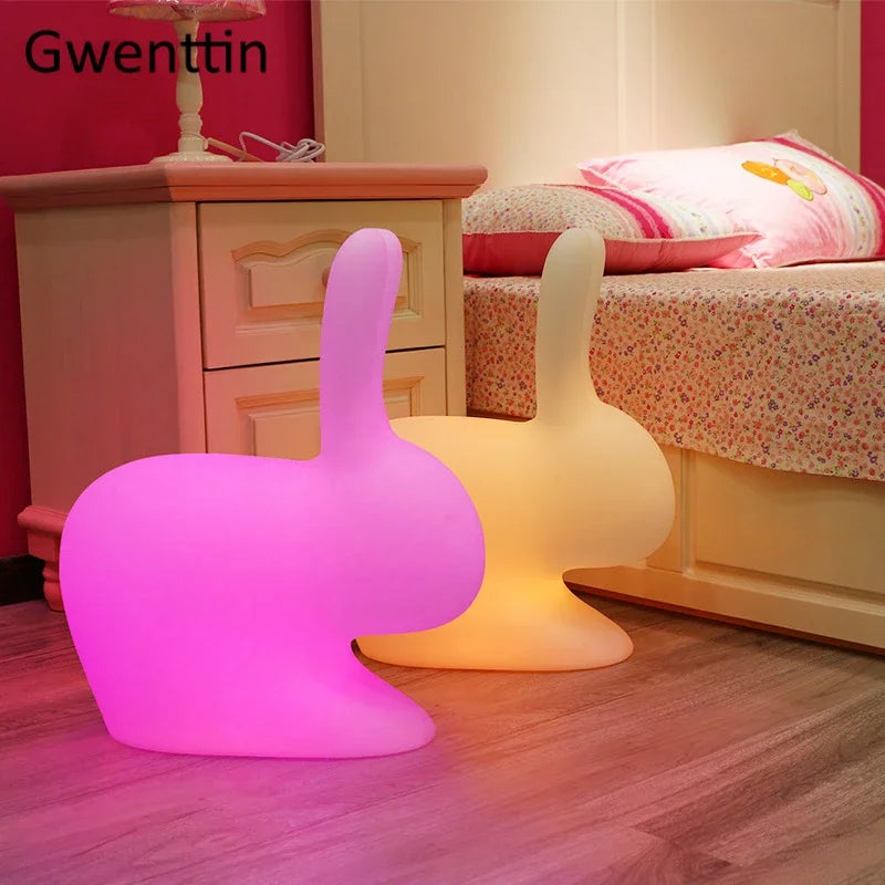 Afralia™ Rabbit LED Night Light with Remote Control for Kids' Bedroom Decor