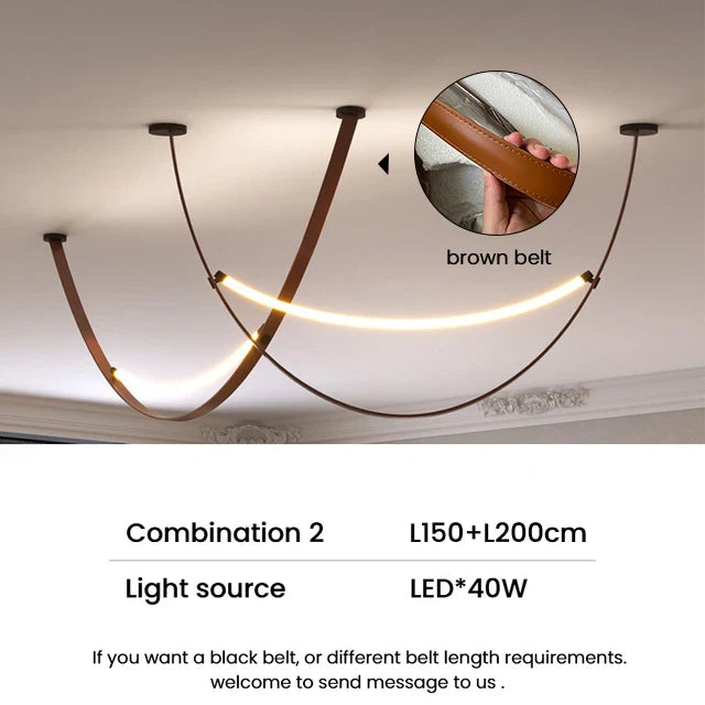 Afralia™ Modern Leather Belt Pendant Lights for Living Room Chandelier