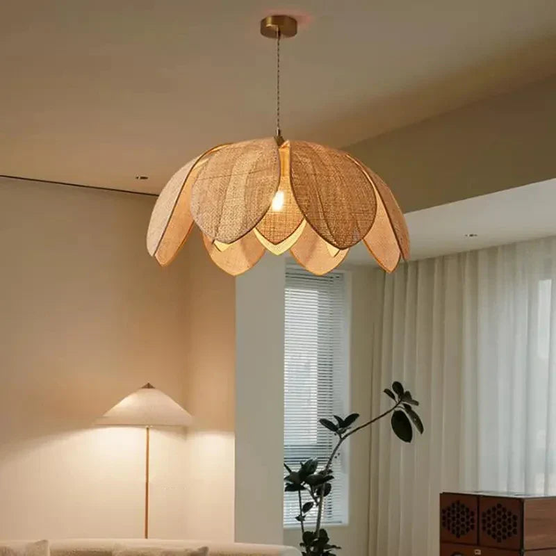 Afralia™ Rattan LED Pendant Lamp - Vintage Wicker Chandelier for Dining Room, Living Room, Kitchen