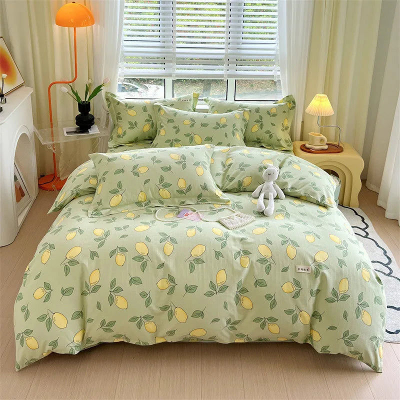 Afralia™ Luxury Cotton Stripe Printed Bedding Sets for Queen King Beds.