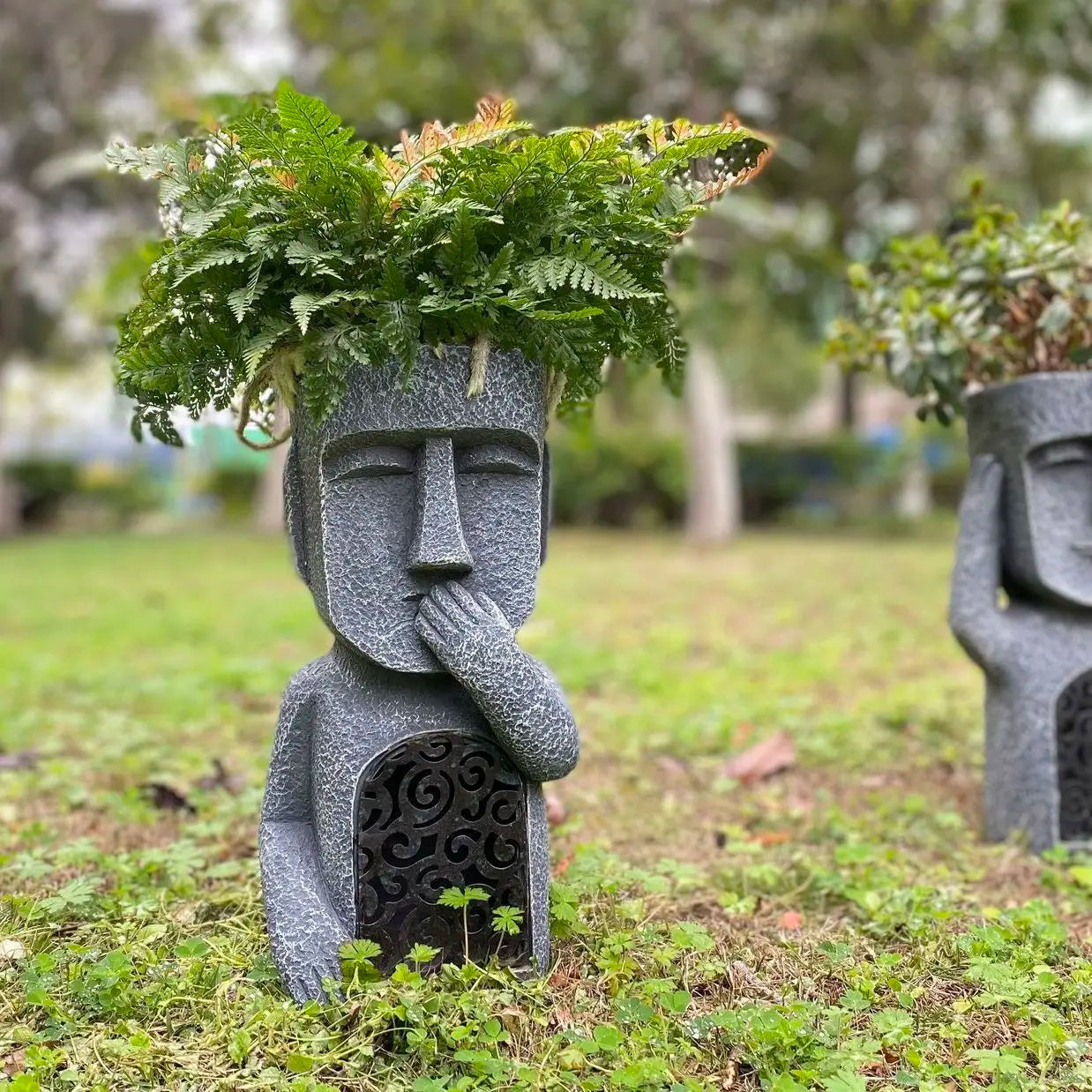 Afralia™ Easter Island Statue Sculpture Outdoor Decorative Resin Figurine