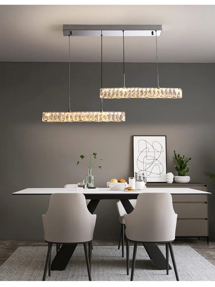 Afralia™ Crystal Chandelier Lights for Living Dining Bedroom LED Dimmable Lustre Lighting
