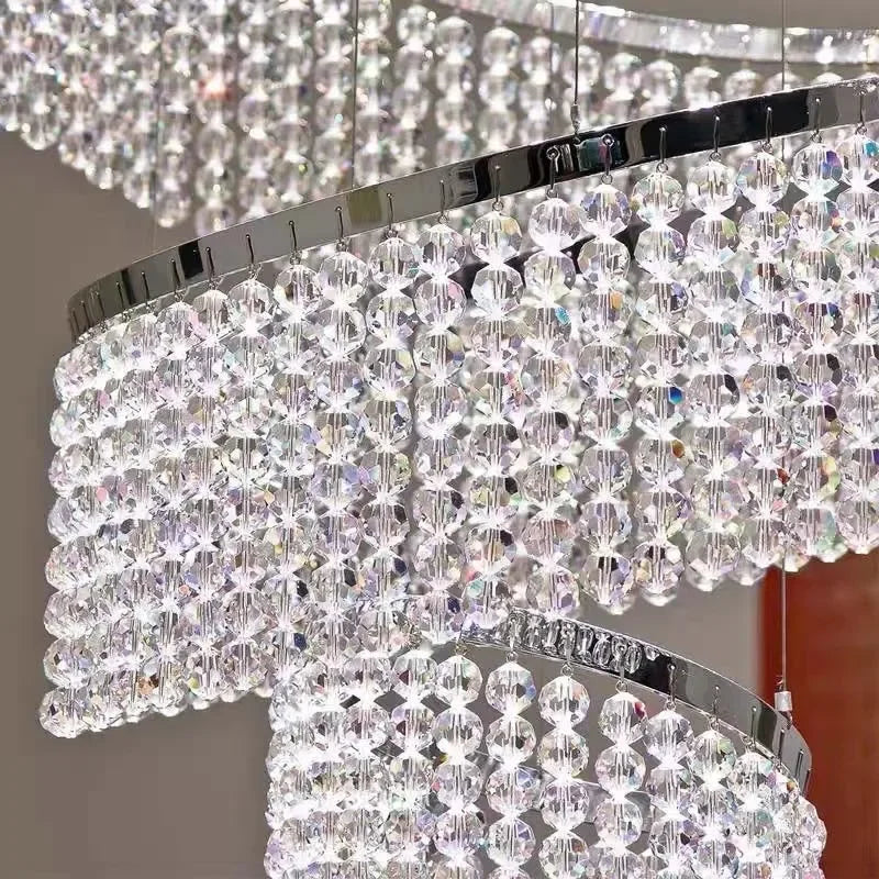 Afralia™ Modern Crystal LED Chandelier Ring for Living Room Lobby - Chrome Finish