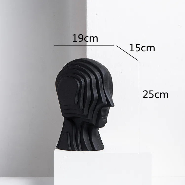 Afralia™ Geometric Ceramic Head Sculpture | Golden Alien Figurine