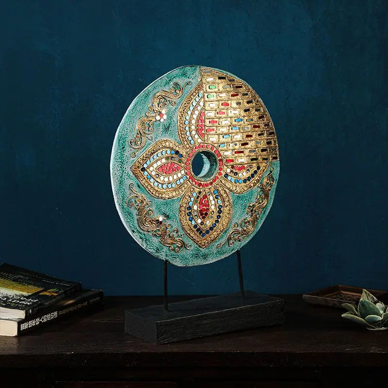 Afralia™ Handmade Thai Solid Wood Tabletop Decoration for Living Room and TV Cabinet