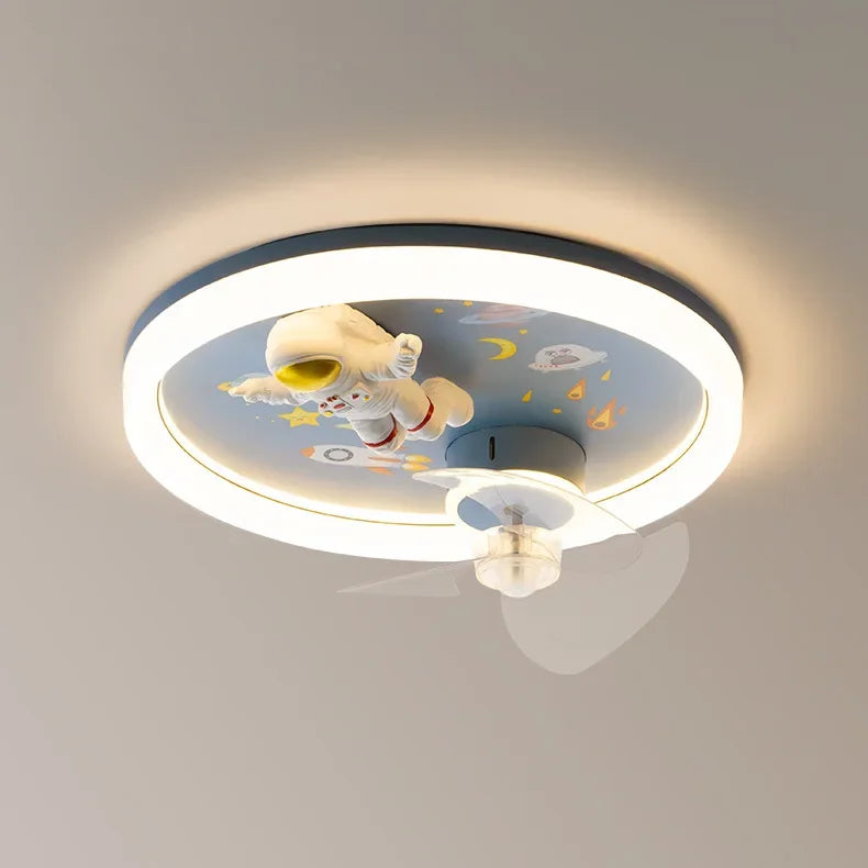 Afralia™ Astronaut Kids Ceiling Fan Light - Modern Minimalist Boy and Girl Room Fixture