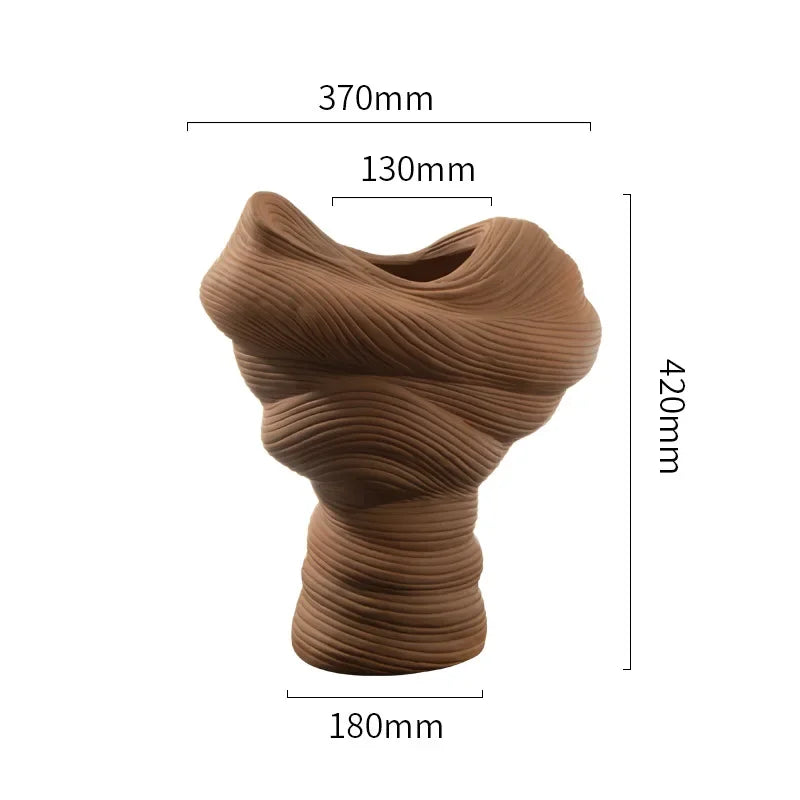 Afralia™ Stripe Pattern Ceramic Vase: Porcelain Flower Arrangement Home Decor