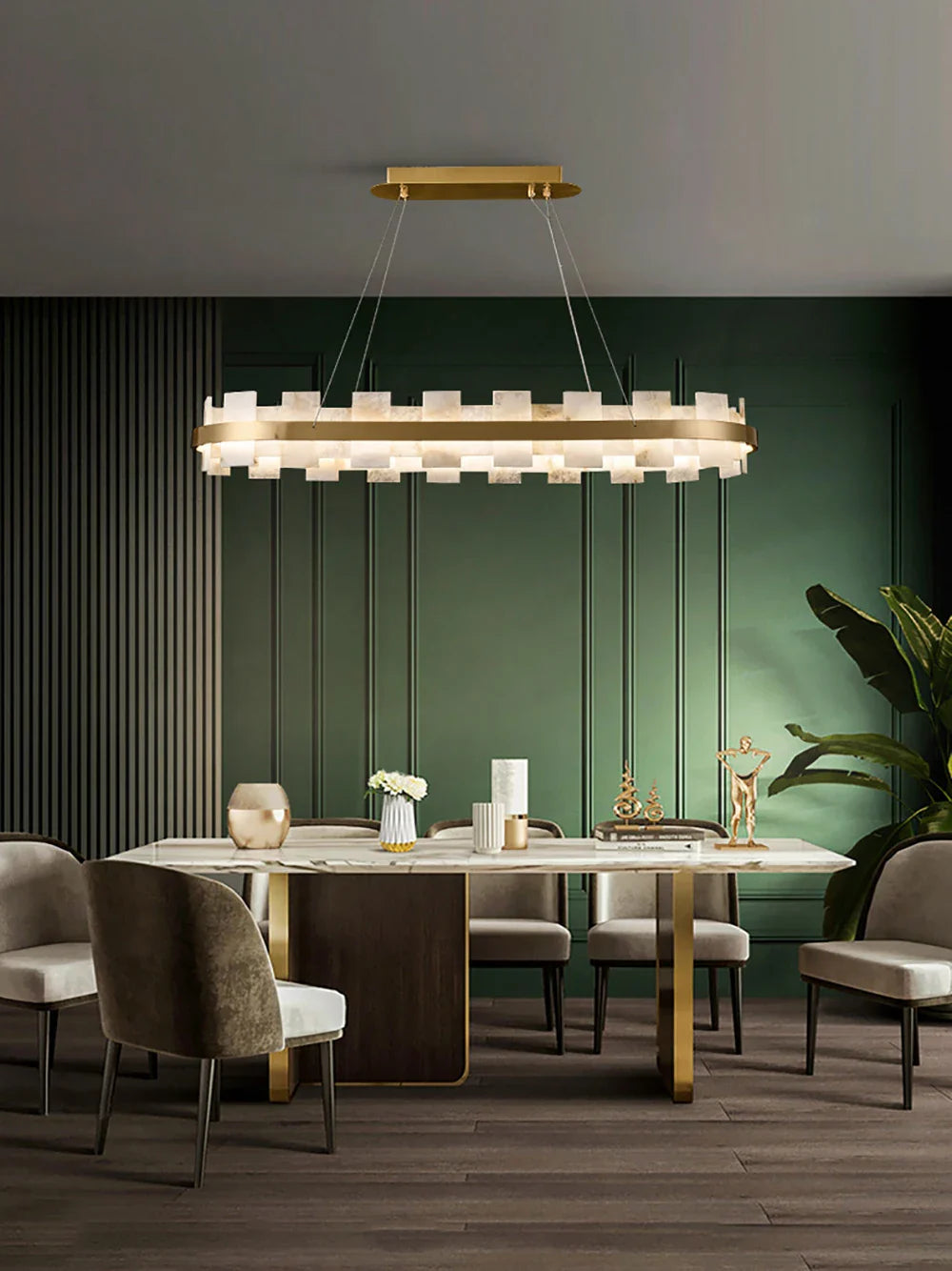 Afralia™ Luxury Marble LED Chandelier: Modern Round Ring Suspension Lamp for Bedroom