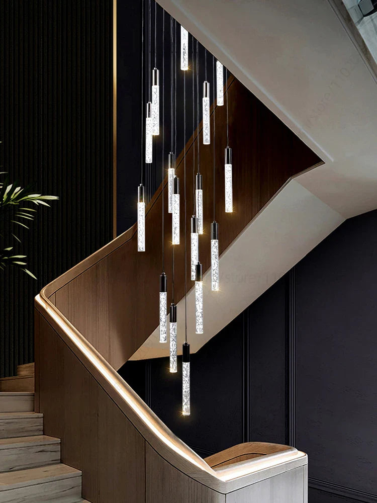 Afralia™ Crystal Living Room Hotel Chandelier | Luxury Pendant Lamp for Kitchen Staircase