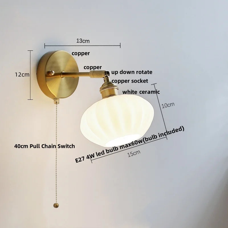 Afralia™ White Glass LED Wall Sconce, Nordic Modern Rotate Bedside Lamp for Living Room