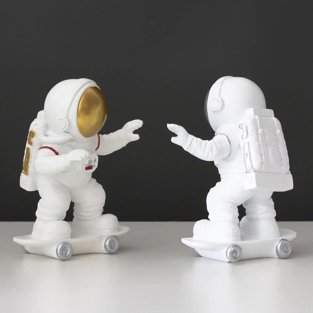 Afralia™ Silver Astronaut Figurines: Modern, Decorative Spaceman Cosmonaut Statues