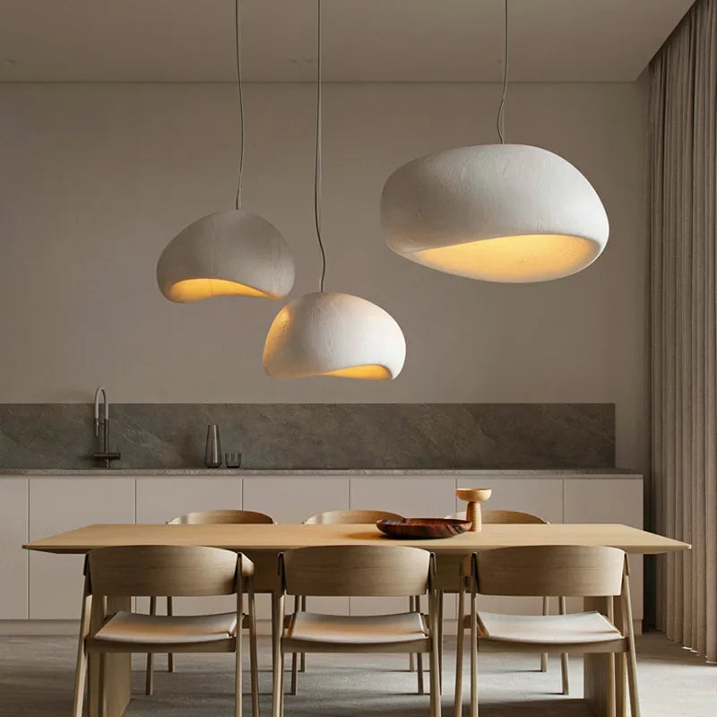 Afralia™ Handmade Wabi Sabi Chandelier LED Pendant Lamp for Nordic Restaurant Island