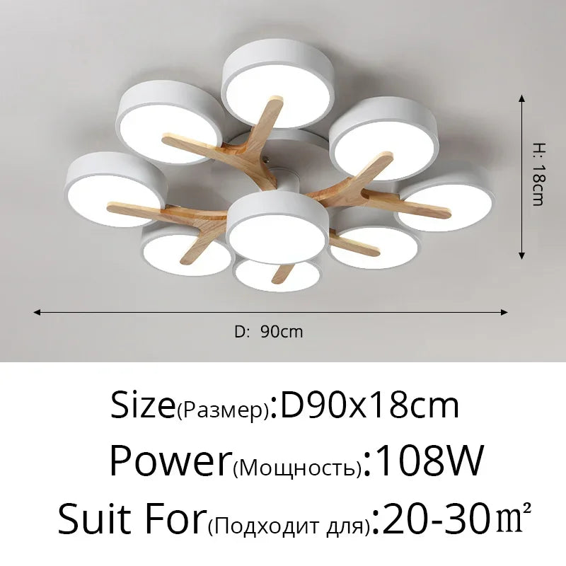 Afralia™ Nordic Wood Art LED Chandelier for Modern Living Room Decor