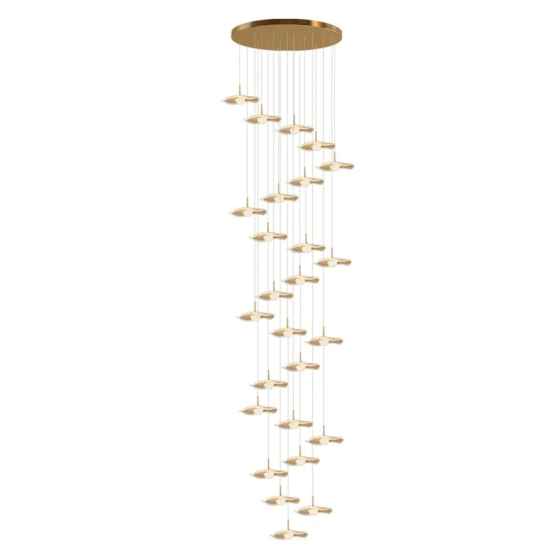 Afralia™ Gold Acrylic Chandeliers LED Pendant Lamp Modern Staircase Living Room Lighting