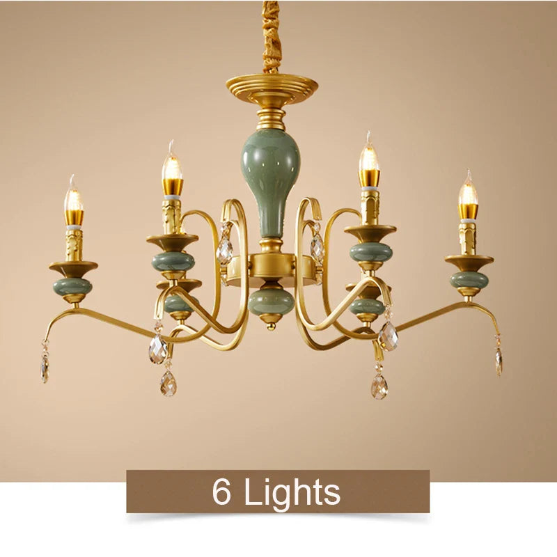 Afralia™ Mediterranean Ceramic Crystal Chandelier - Elegant Lighting Fixture