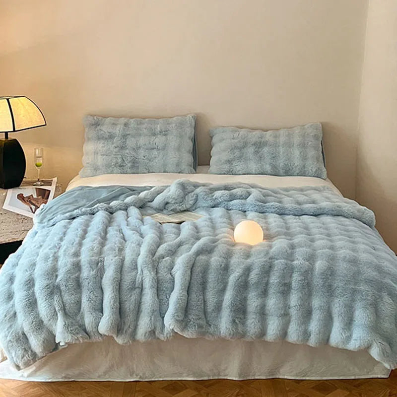Afralia™ Faux Rabbit Fur Thicken Plush Blanket, Soft & Warm Sofa Bed Throw