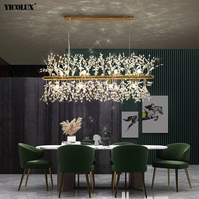 Afralia™ Dandelion LED Crystal Chandelier for Living Room Dining Decoration