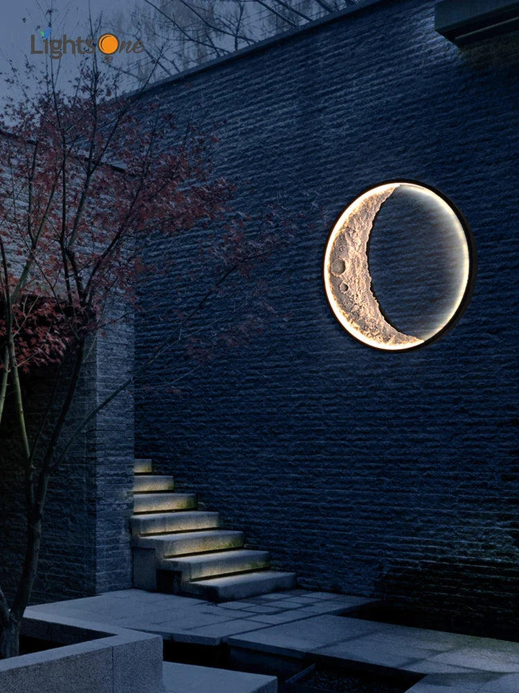 Afralia™ Crescent Wall Lamp for Indoor Outdoor Terrace Garden Landscape Lighting