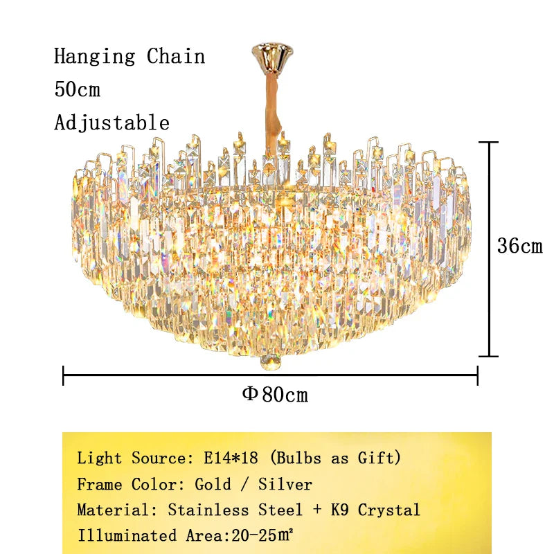 Afralia™ Crystal Pendant Chandelier LED Hanging Lamp for Luxury Living Room Decor