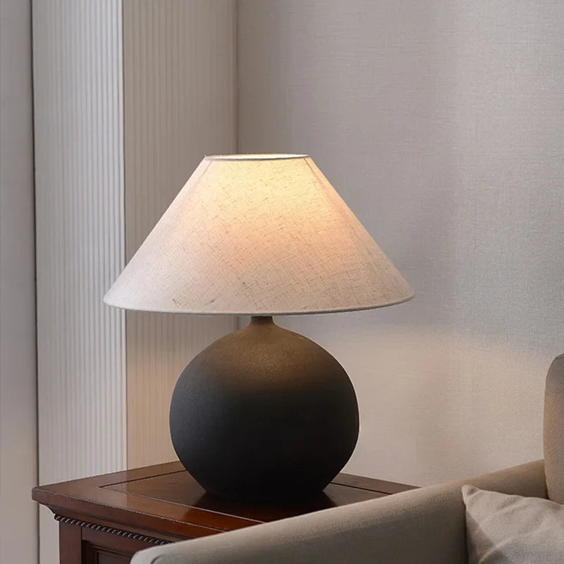 Afralia™ Vintage Country Table Lamp with Ceramic Base and Fabric Shade