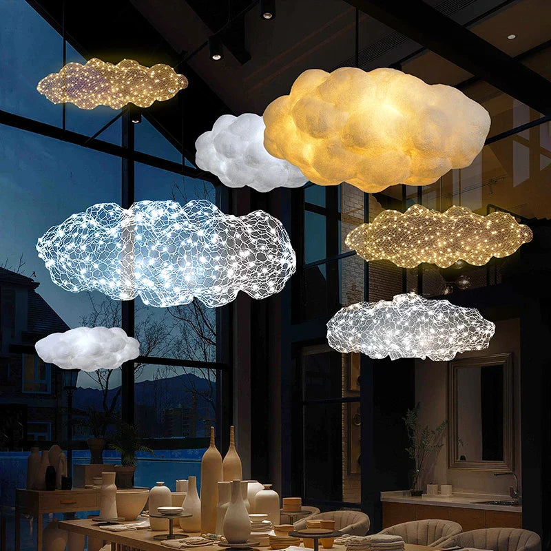 Afralia™ Modern Cloud Design LED Pendant Lights for Office, Restaurant, and Bar Lighting