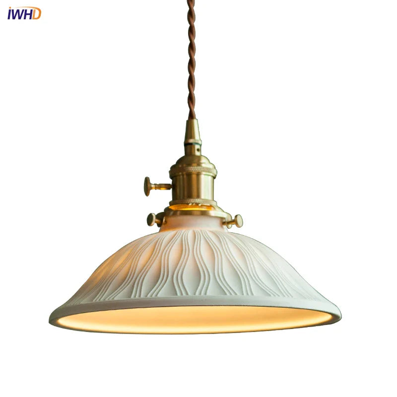 Afralia™ White Ceramic Pendant Light: Vintage LED Hanging Lamp for Home Decor