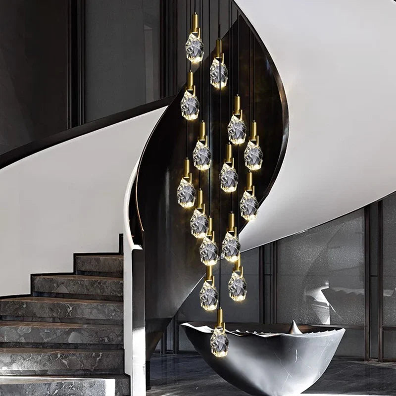 Afralia™ LED Staircase Chandeliers Pendant Light for Living Room Modern Indoor Lighting