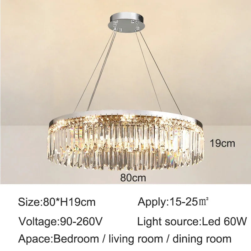 Afralia™ Modern Crystal Ceiling Chandelier - Stylish Round Art Lighting Fixture for Luxe Living Room