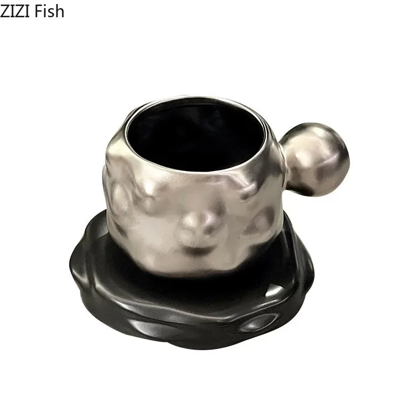 Afralia™ Matte Ceramic Cup&saucer Set for Dining Table, Coffee & Tea, Afternoon Tea, Fruit Juices