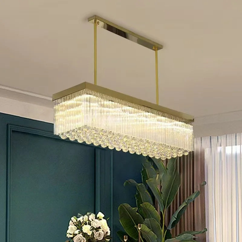 Afralia™ Luxe K9 Crystal Dining Room Pendant Light - Elegant & Atmospheric Crystal Ceiling Pendant