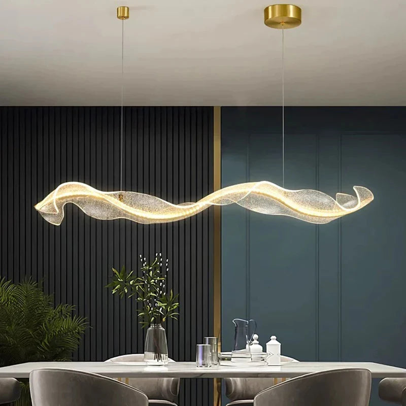 Afralia™ Wave LED Hanging Pendant Light for Home Interior Decor