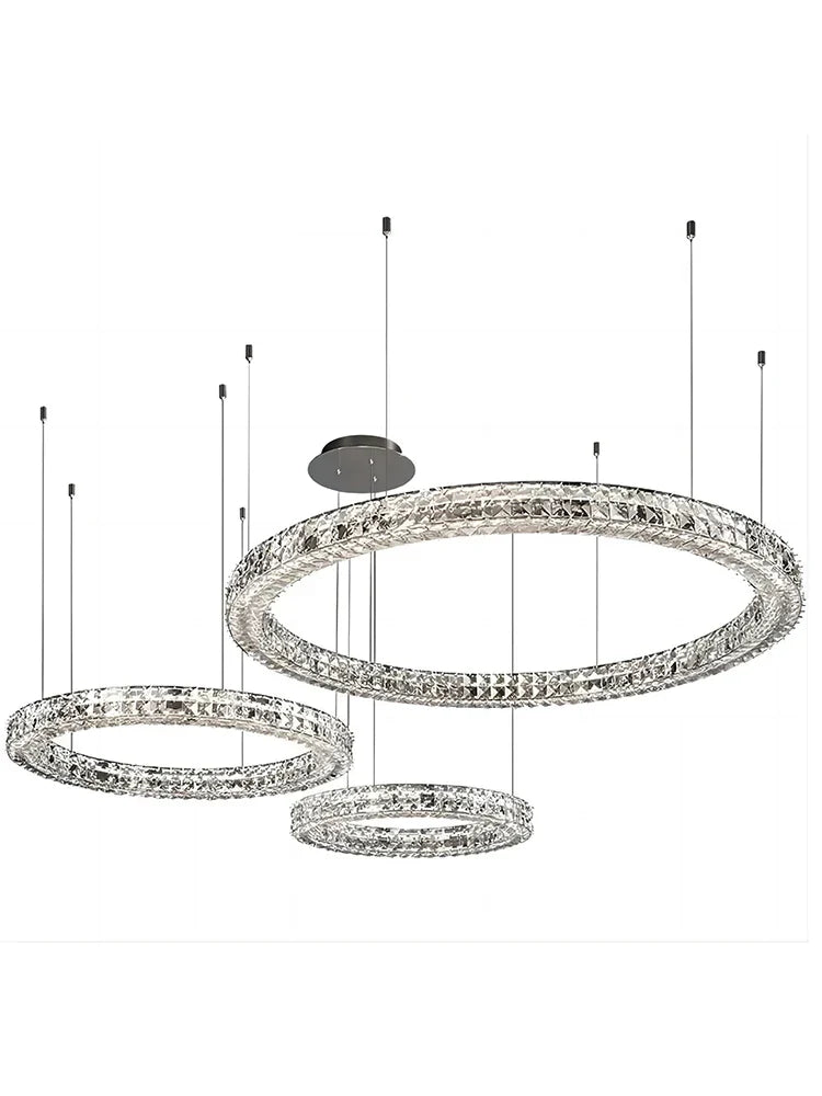 Afralia™ Luxury K9 Crystal Glass LED Chandelier for Living Room & Stairway Decor