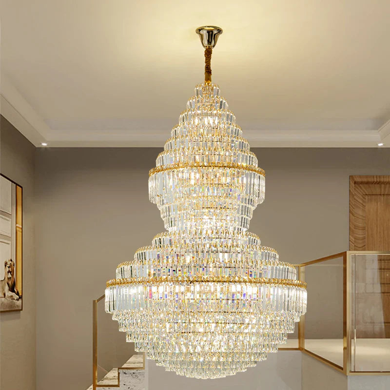 Afralia™ Crystal Hollow Chandelier for Luxury Living Room and Stair Lamps