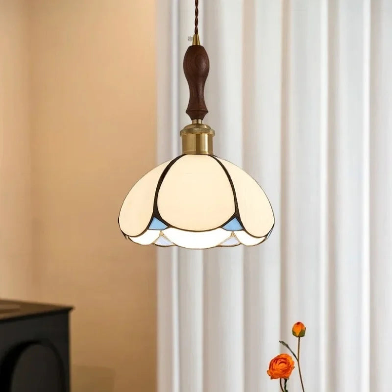 Afralia™ Glass LED Tiffany Style Pendant Light for Home Decor
