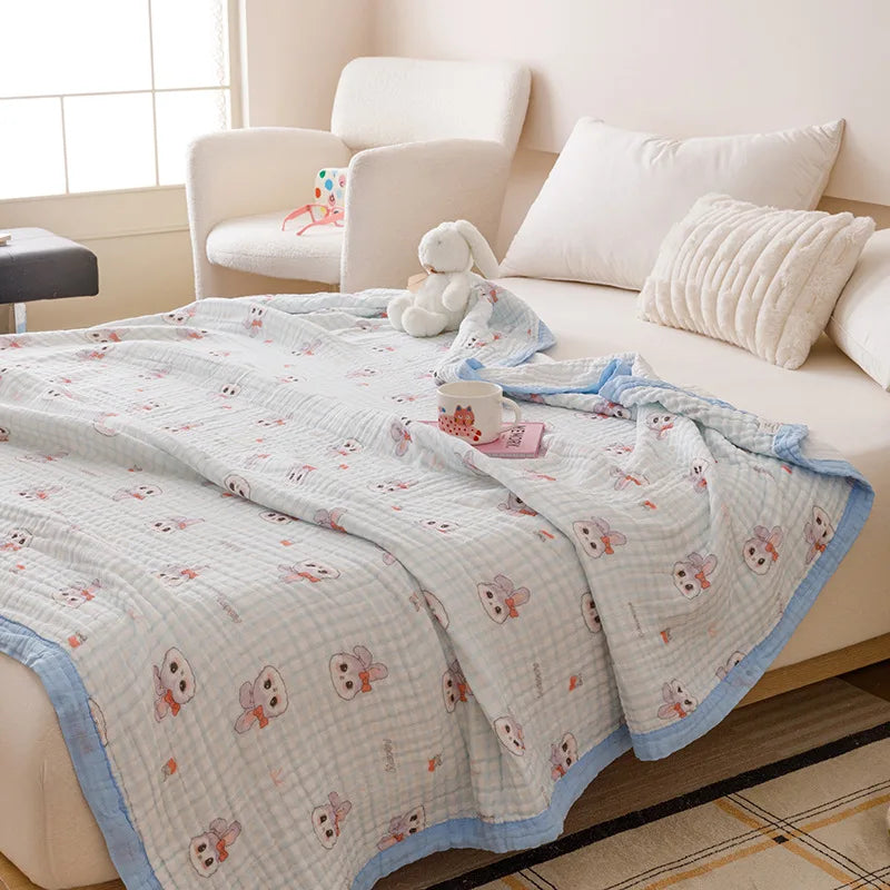Afralia™ Six-Layer Cotton Towel Blanket: Bubble Gauze Bed Cover, Skin-Friendly, Summer Cool Quilt