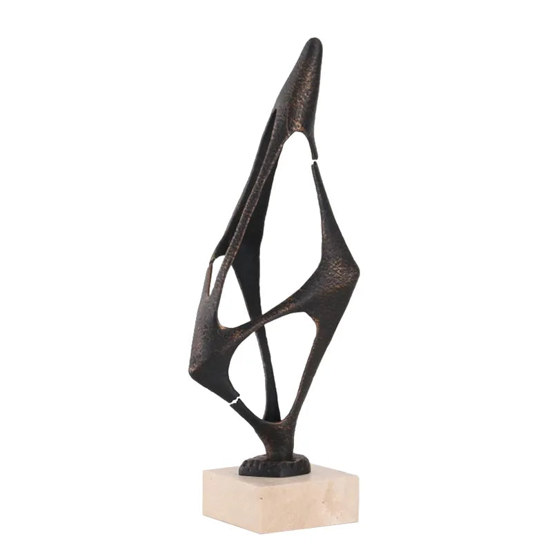 Afralia™ Geometric Abstract Face Metal Statue Figurine Home Decoration