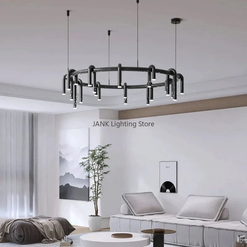 Afralia™ Circular Ring Pendant Lights - LED Chandelier for Home Living Room & Restaurant