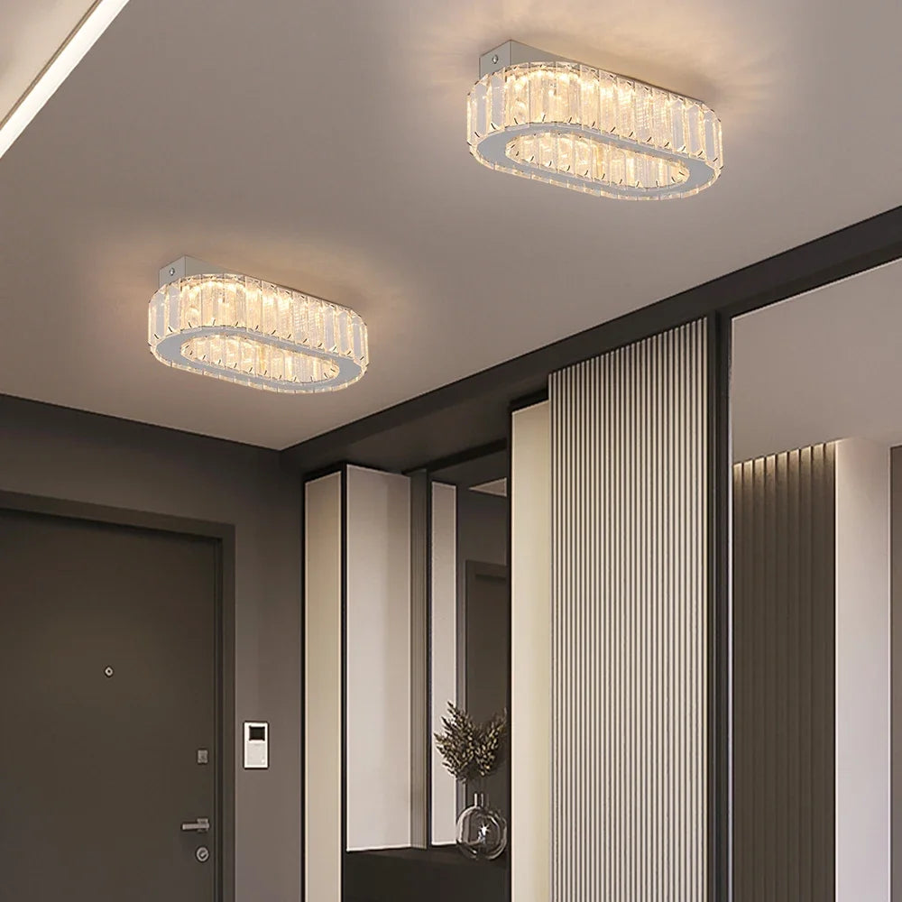 Afralia™ Oval Crystal LED Wall Chandelier Ceiling Lamp - Modern Home Decor