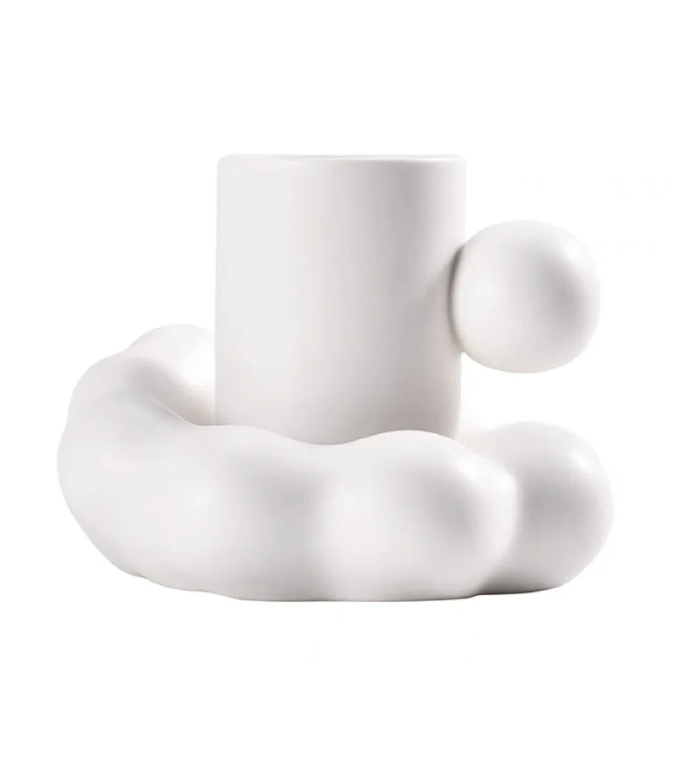 Afralia™ Ceramic Cloud Cup & Saucer Set - Dining Table Coffee Tea Afternoon Milk Juice Mug