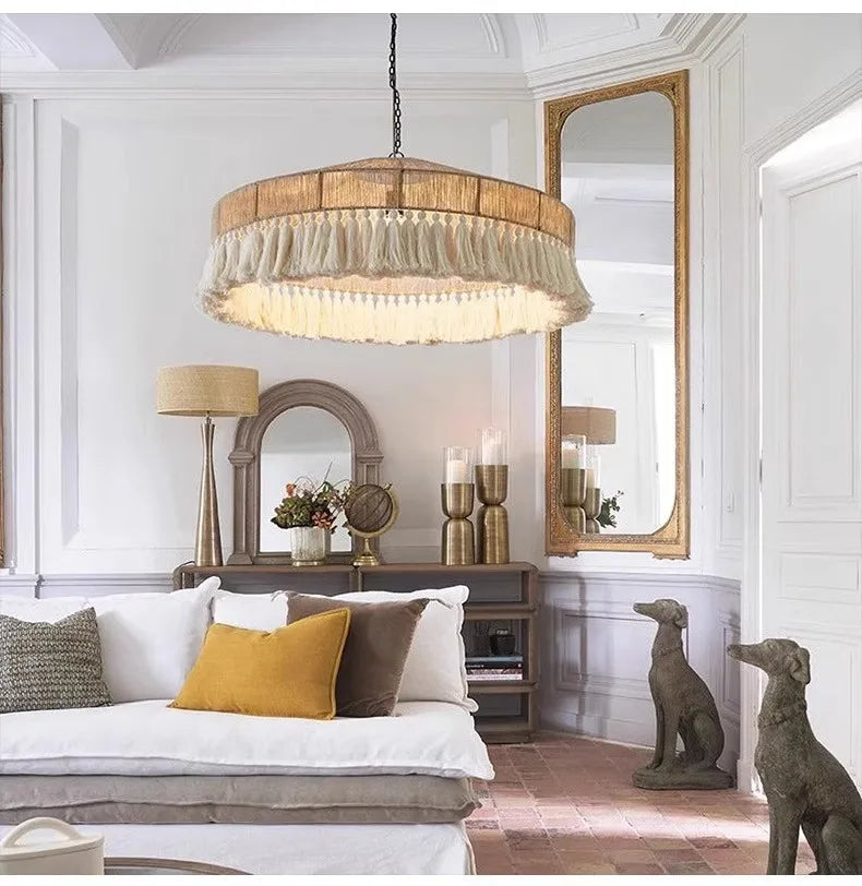 Afralia™ Bohemian Tassel Chandelier: Handmade Nordic Pendant Lamp for Bedroom, Living Room, Kitchen