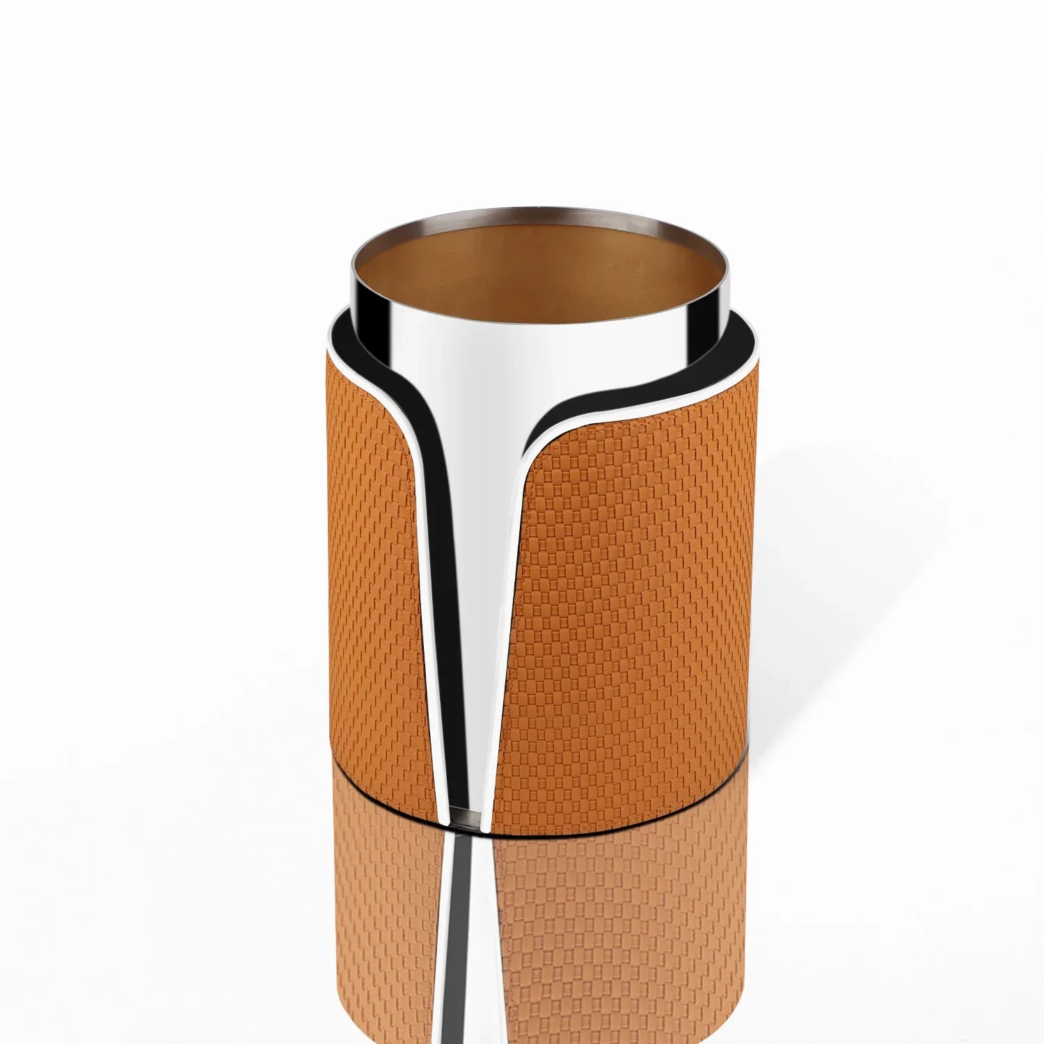 Afralia™ Stainless Steel Leather Garbage Bucket: Modern Luxury Hotel Home Decor Piece