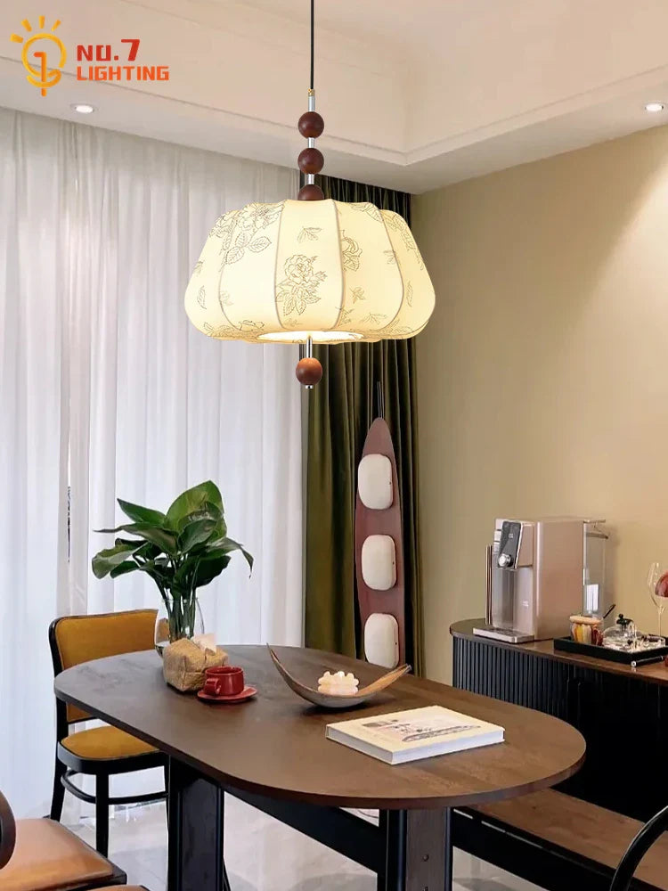 Afralia™ Zen Art Wooden Pendant Light LED E27 Decorative Chestnut Lamp for Tea Room Bedroom