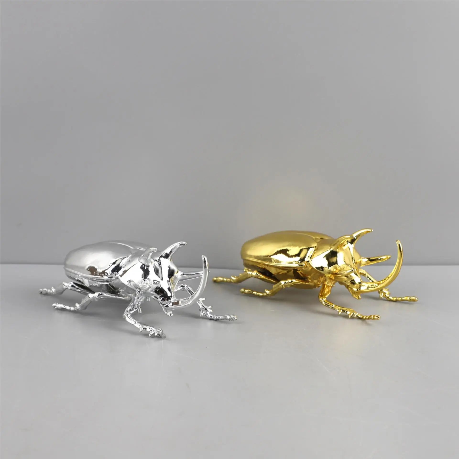 Afralia™ Silvery Insect Dragonfly Unicorn Beetle Figurines for Home Decoration