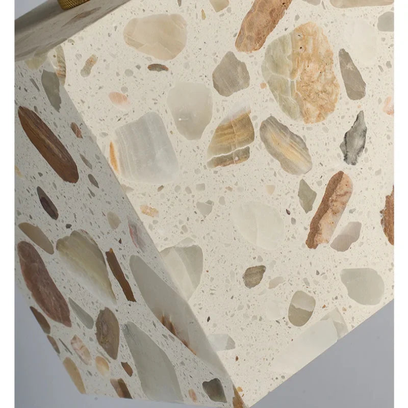 Afralia™ Terrazzo Stone LED Pendant Light with Copper Knob Switch