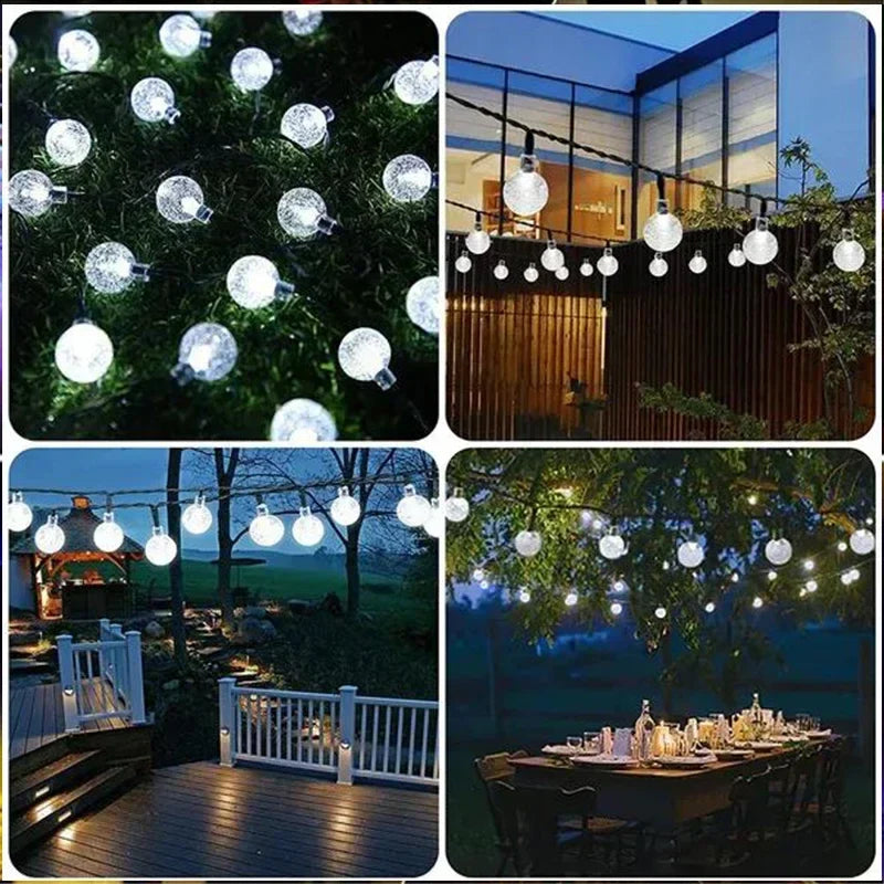 Afralia™ Crystal Fairy Solar String Lights: 8 Modes Waterproof Outdoor Patio Decor.