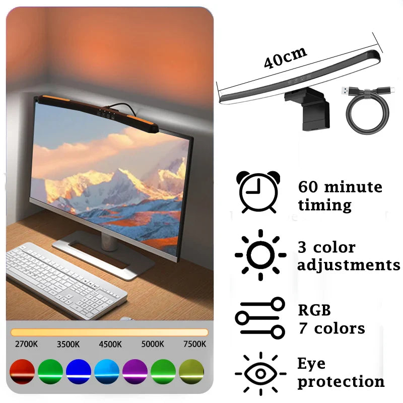 Afralia™ Curved Screen Monitor Light Bar with RGB Background, USB Dimming, Eye-Care Technology