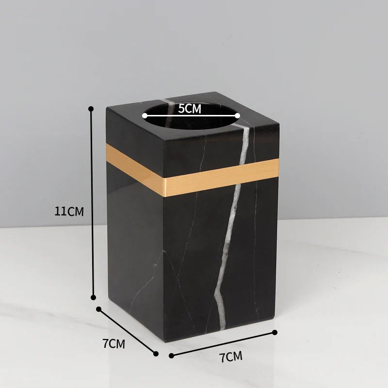 Afralia™ Nero Marquina Marble Bathroom Set - Golden Luxury Bathroom Accessories