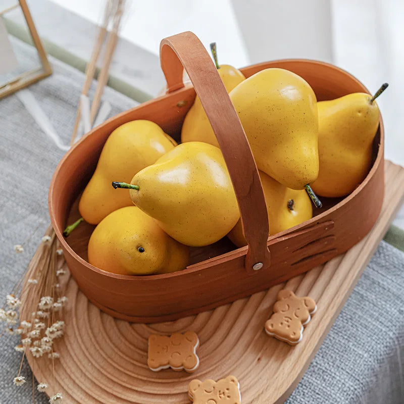 Afralia™ Pear Fruit Basket Ornament Desktop Decor Handicrafts Storage Home Decor Accessory